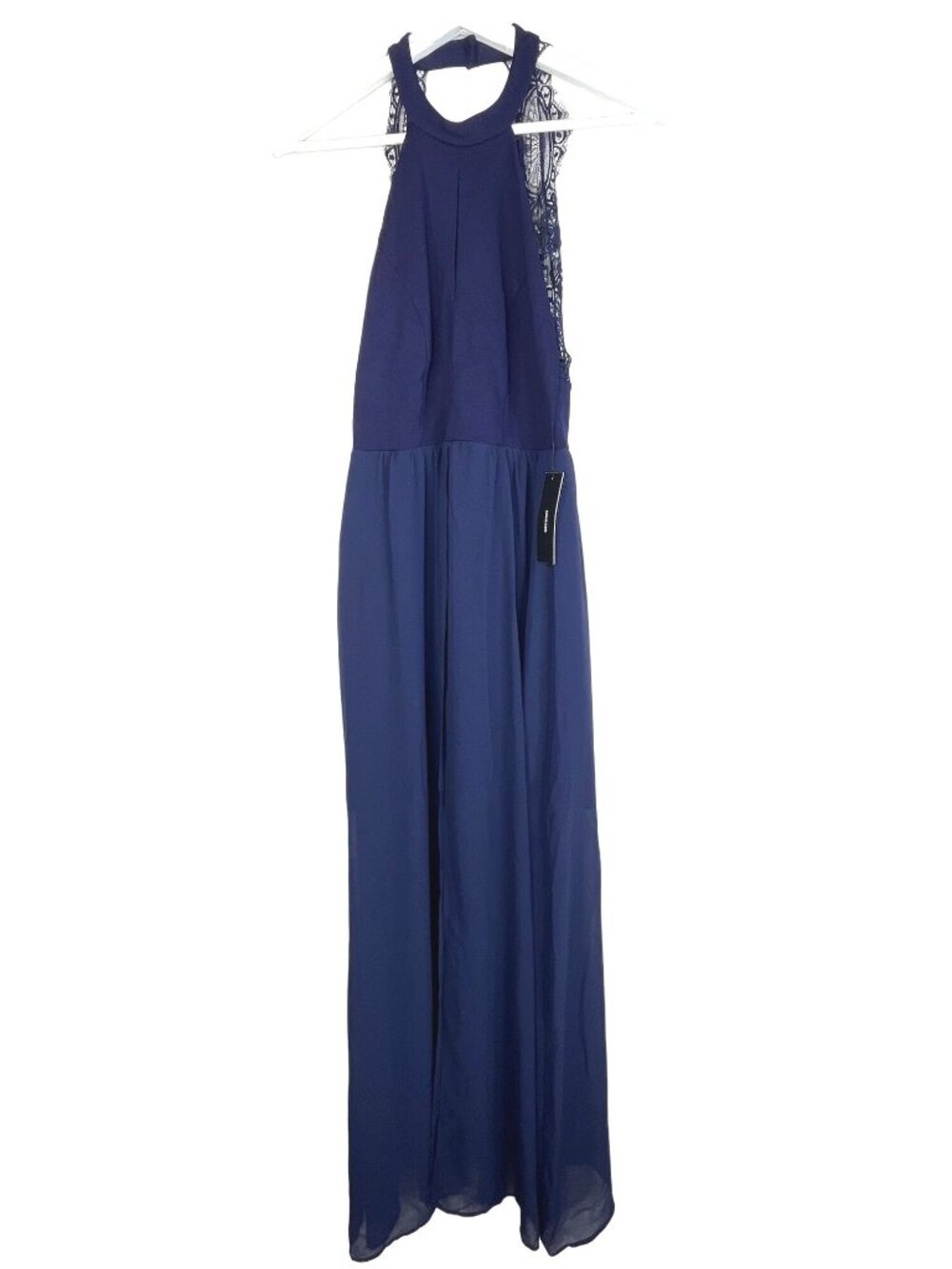 Lulus Navy Blue Halter Lace Maxi Dress Medium Lace Formal Evening Prom Gown